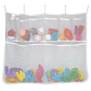 White Mesh Hanging Storage Organizer bathtub